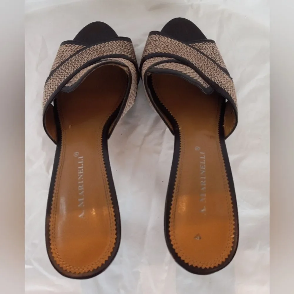 A. Marinelli Size 8M Brown Slides Synthetic Women Sandal Shoes